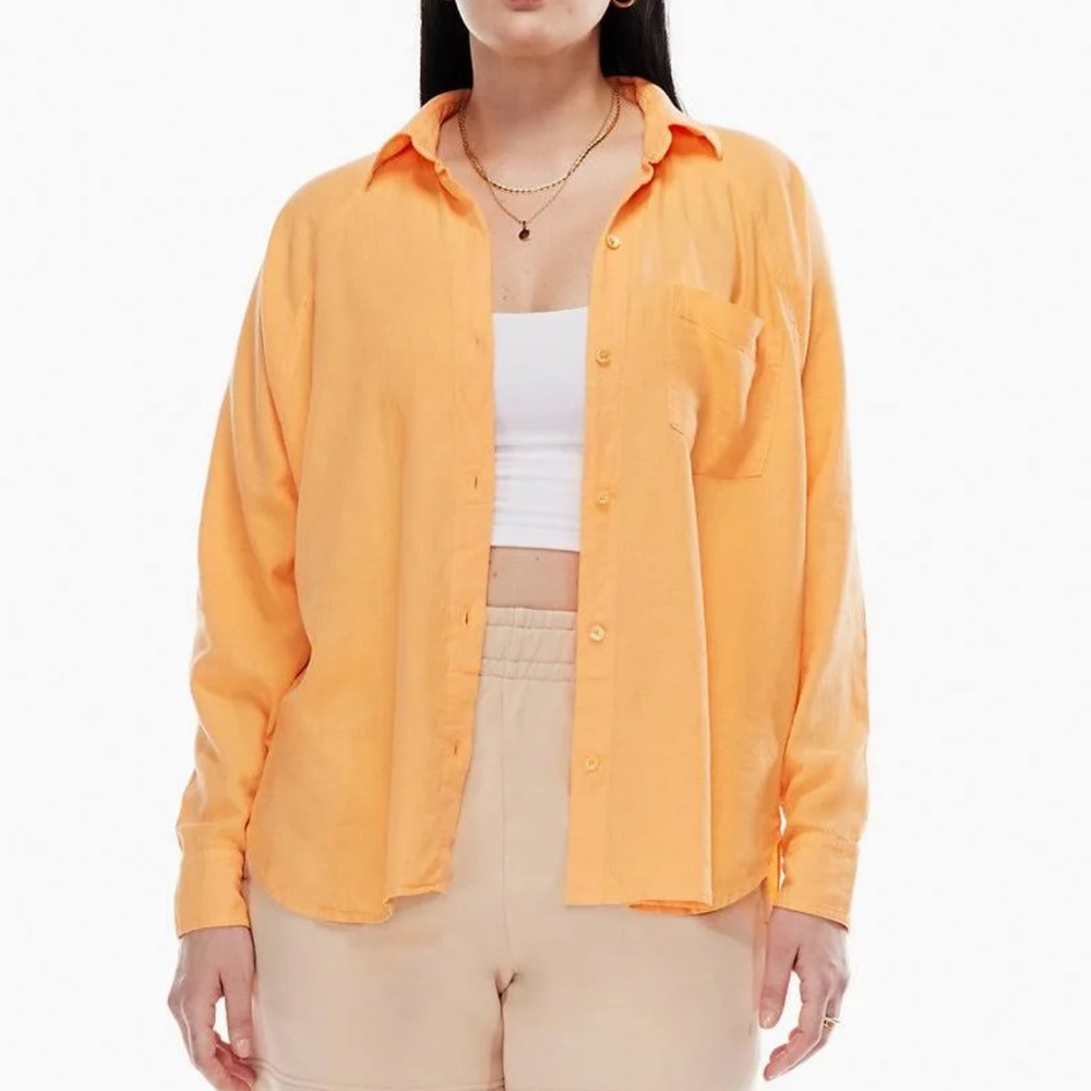 Wilfred Free Boyfriend Linen Shirt - Playful Apricot